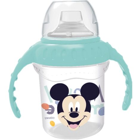 Tazza da Viaggio Originale Disney Mickey in plastica da 270 ML con manici removibili e beccuccio morbido in silicone