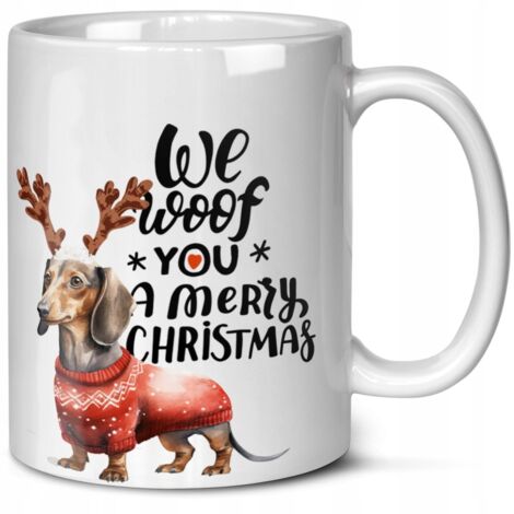 TAZZA DI NATALE BASSOTTO PER VENTAGLIO DI CANI CANE IN MINIATURA