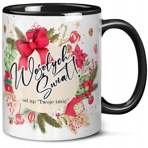 TAZZA DI NATALE CON NOME AUGURI DI NATALE FAMIGLIA VIGILIA DI NATALE + NOME