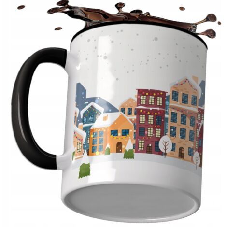 TAZZA DI NATALE CON PAESAGGIO URBANO, REGALO DI NATALE PER PAPÀ
