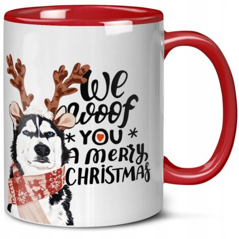 TAZZA DI NATALE CON UN CANE HUSKY IN REGALO MAMMA CANE PAPÀ CANE CANI MALAMUTE