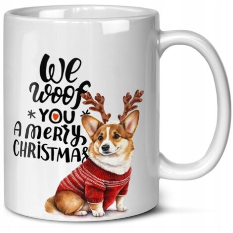 TAZZA DI NATALE CON UN CANE WELSH CORGI IN REGALO CANE MAMMA CANE PAPÀ CANE CANE