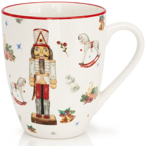 Tazza in porcellana a forma di schiaccianoci natalizio per caffè o tè, 320 ml