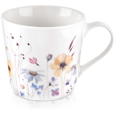 Tazza in porcellana con fiori, ideale per caffè, tè, grandi fiori, regalo, 430 ml