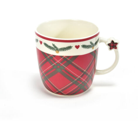 Tazza natalizia in ceramica, colore rosso, da 350 mL, 9 x 6.4 x h 9.1