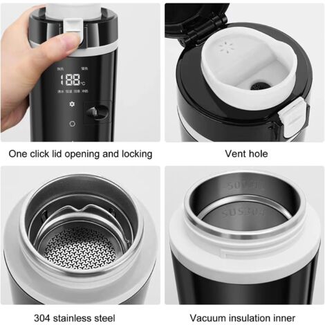 Tazza per acqua riscaldata per auto da 24 V/12 V, 500 ml, bollitore elettrico per auto, bollitore elettrico da viaggio, bollitore da viaggio per auto, tazza riscaldante per auto, camion
