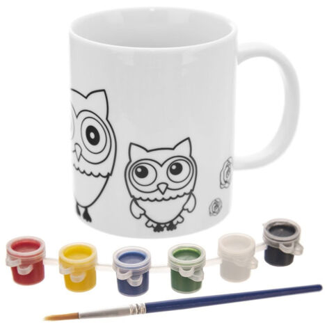 Tazza per dipingere bevande calde e fredde + pennello gufo