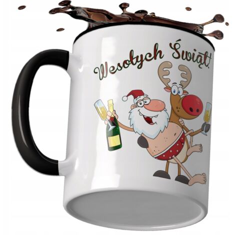 TAZZA REGALO PER NATALE BABBO NATALE CON RENNA BABBO NATALE RENNA