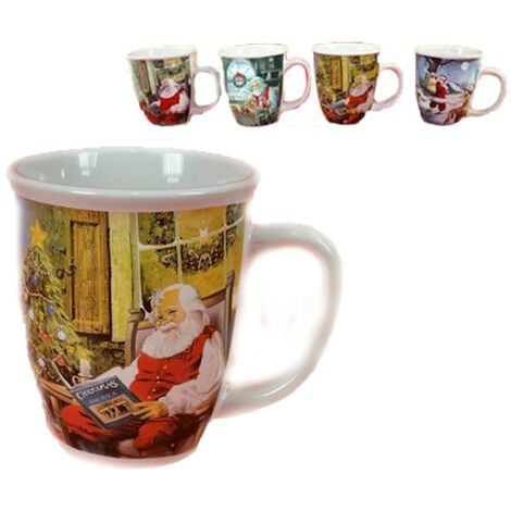 Set regalo tazza tisana Babbo Natale a 4 pezzi cm 8x11,5/cm 11,5