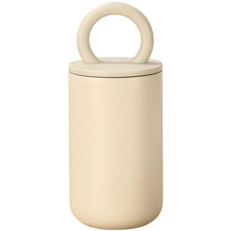 Tazza termica a doppia parete in acciaio inox con manico ad anello, capacità 500 ml (17 oz), ideale per bevande calde e fredde.