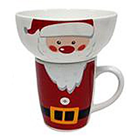 Tazzone da latte +ciotola colazione decoro natale babbo natale o pupazzo di neve idea regalo natalizio - decori: Babbo