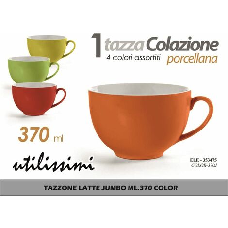 TAZZA TAZZONE LATTE DECORO RIGATO IN CERAMICA 460ML COLORI ASSORTITI