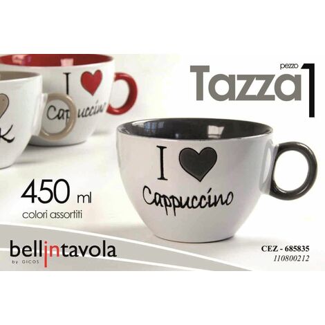 TAZZA TAZZONE LATTE DECORO RIGATO IN CERAMICA 460ML COLORI ASSORTITI