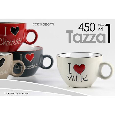 TAZZA TAZZONE LATTE DECORO RIGATO IN CERAMICA 460ML COLORI ASSORTITI