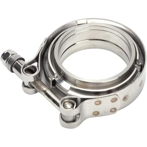 Tbe Edelstahl V-Band Klemme, Auspuff Klemme, 2,25 Zoll Edelstahl V-Band Klemme mit 2 Flanschen für Turbo Auspuffrohr