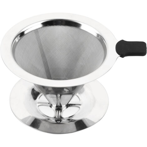 Tbest 1 Stück Edelstahl-Filter-Tropfbecher mit doppellagigem Sieb, einfach zu bedienender Halter für Zuhause und Büro, waschbar und wiederverwendbar für Reisen oder