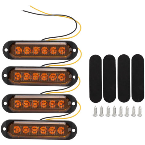 Tbest Hochleistungs-LKW-Seitenleuchten 6 LEDs IP65 Notlicht 12 24V für Autos LKWs Rostfreies ABS PC MATERIAL 4 STÜCK (GELB).
