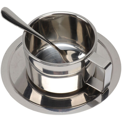 Tbest Kaffeemaschinen Kaffeetassen Europäisches Küchen-Edelstahl-Set Büro Doppelwandige isolierte Kaffeetasse Hoe Arde (200ML).