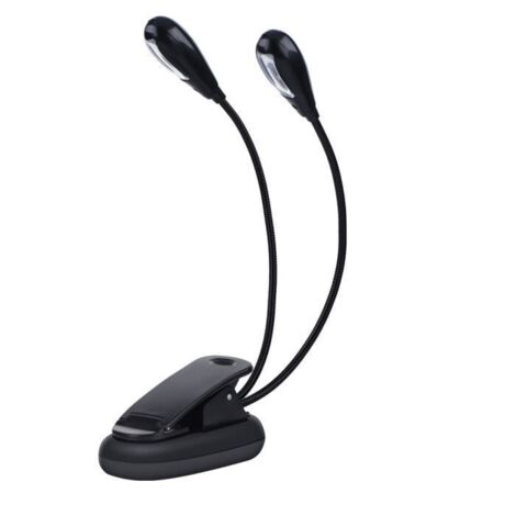 Tbest Lampe à pince Clip sur pupitre de lecture de livre Mini lampe à LED à bras réglable double (8 perles)
