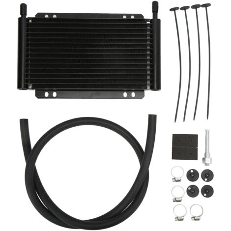 Tbest Refroidisseur D'huile en Aluminium Noir à 15 Rangées, Transmission à Faible Chute de Pression pour Camionnettes, Remorques de Voyage.