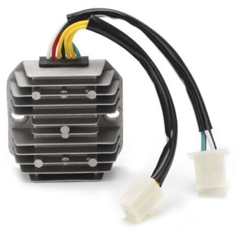 Tbest Régulateur de Tension Redresseur 7 Fils Double Prise en Alliage D'aluminium ABS Haute Performance 12 V Scooter Cyclomoteur ATV Moto Système de Charge Accessoire.