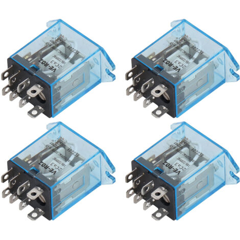 Tbest Relais de Puissance électromagnétique 220V Bobine à Plusieurs Performances Multiples pour la Porte de Garage Déclencheur ABS ALLIAGE ALLIAGE 4PCS.