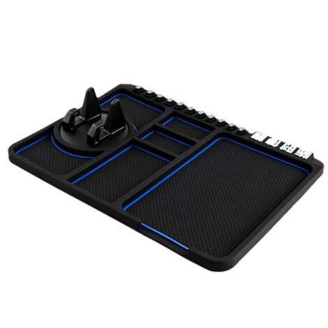 Tbest Tableau de Tableau de Bord Non Glissant Support de Téléphone Mobile Universal Silicone Storage Cushion Car Dash Pad pour Voitures SUV TURS (BLUE).