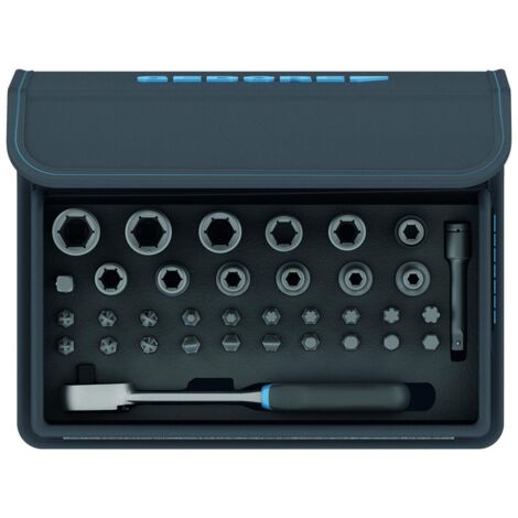 TC 666-MU-20 Set con chiave a bussola bit con crick 1/4" 35 pezzi