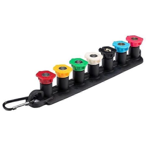 TCGG-High Pressure Washer Head Set With Nozzle Holder, 7 Nozzle Heads, Quick Connect (1 Set - Multicolor)