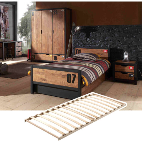 TCHAD - Chambre 90x200cm avec Sommier + Armoire 3 Portes