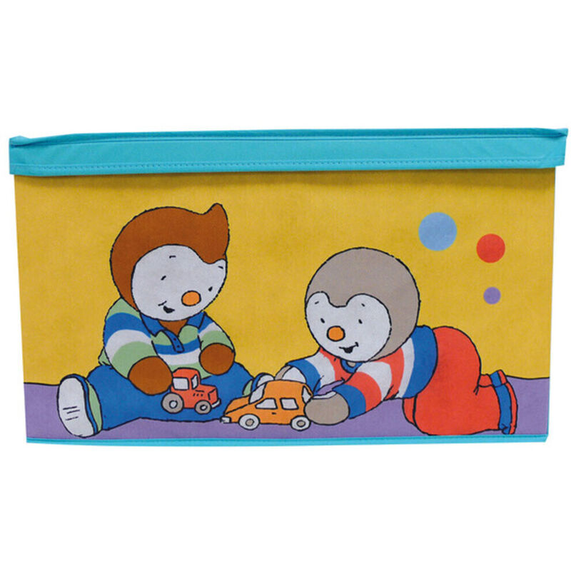 Coffre à jouets pliable - fun house - t'choupi - Banc de rangement - 55,5 x 34,5 x 34 cm