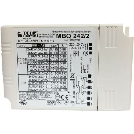 TCI LED TCI Elektronisches Multi-Lampen-Mini-Vorschaltgerät MBQ 242/2 137962/242