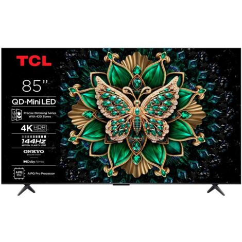 TCL – Téléviseur 85 pouces QLED 4K Mini LED – Taux de rafraîchissement élevé – Smart TV avec Bluetooth et Wifi - 85C6K