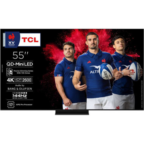 TCL – TV QLED 55" (138 cm) – QD-Mini LED – 4K UHD – 144Hz natif – Dolby Atmos – 4 HDMI 2.1 – Google TV avec Assistant