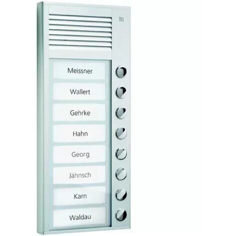 TCS Audio Außenstation Serie PAK 8 Klingeltasten (rechtsbündig), AP silber PAK08-EN