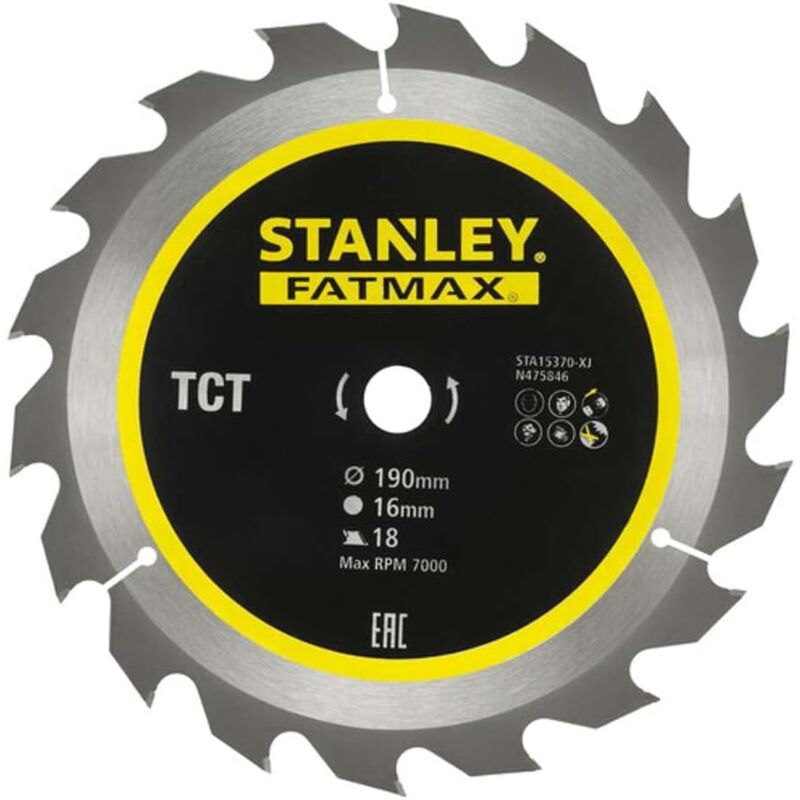 Piranha - Stanley STA15370-XJ Lame de scie circulaire tct 190 x 16 mm x 18 dents bois cloué