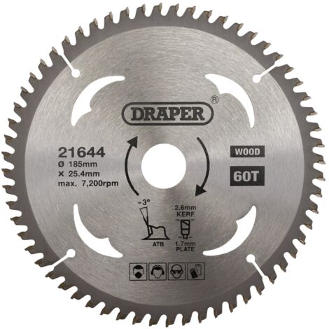 TCT Circular Saw Blade for Laminate & Wood, 185 x 25.4mm, 60T (21644)