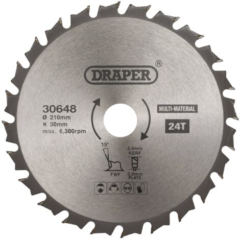 TCT Multi-Purpose Circular Saw Blade, 210 x 30mm, 24T (30648)