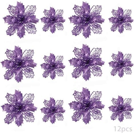 Poinsettia De Noël Paillettes Sur Clip (D23 Cm) Rose Poudré - Boule Et Déco De Sapin