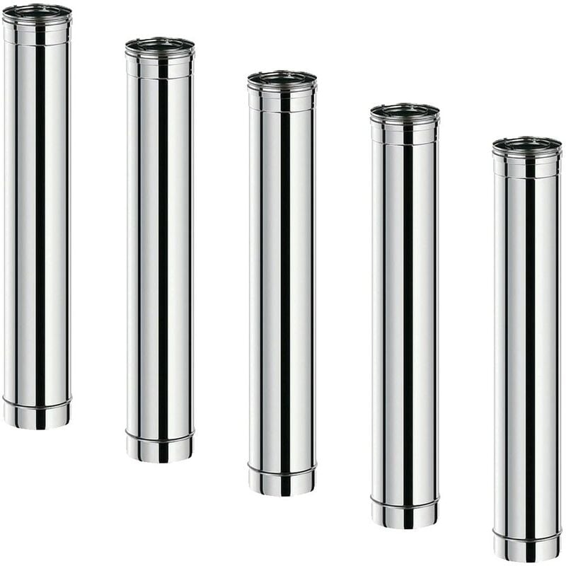 Lot de 5 tdi Conduit concentrique en acier inoxydable polycombustible Inox longueur 100 cm Ø80-125