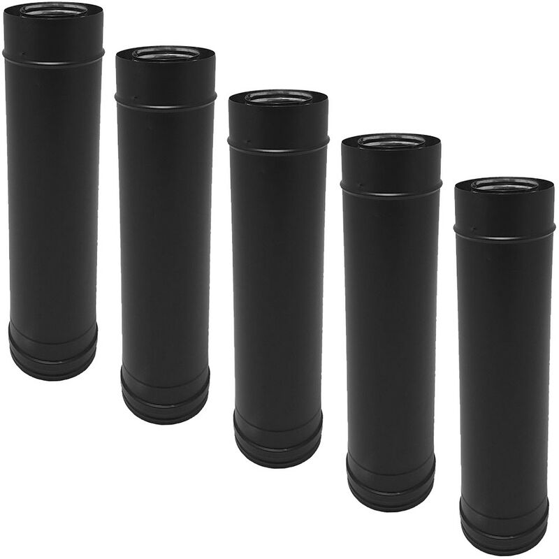 Lot de 5 tdi Conduit concentrique en acier inoxydable polycombustible Noir longueur 50 cm Ø80-125