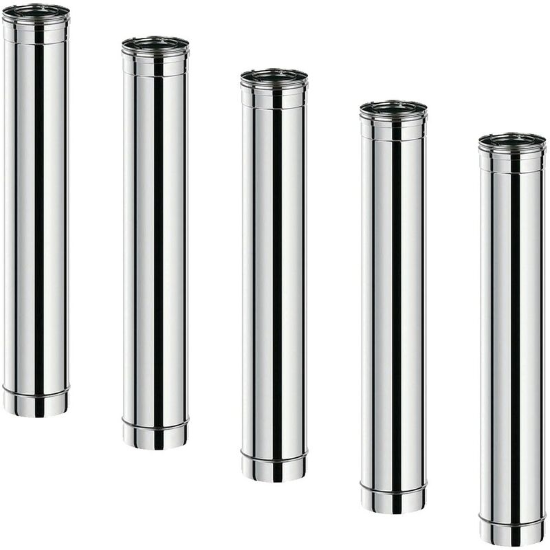 Lot de 5 tdi Conduit concentrique en acier inoxydable polycombustible Inox longueur 100 cm Ø100-150