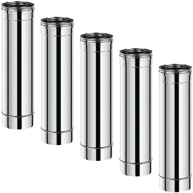 Lot de 5 tdi Conduit concentrique en acier inoxydable polycombustible Inox longueur 50 cm Ø80-125