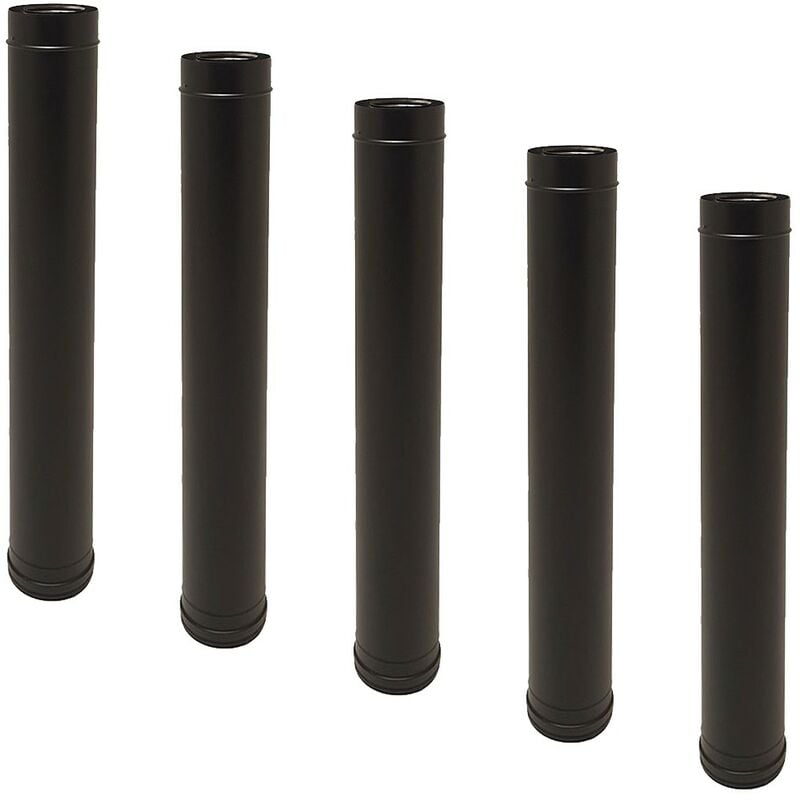 Lot de 5 TDI Conduit concentrique en acier inoxydable polycombustible Noir longueur 100 cm Ø100-150
