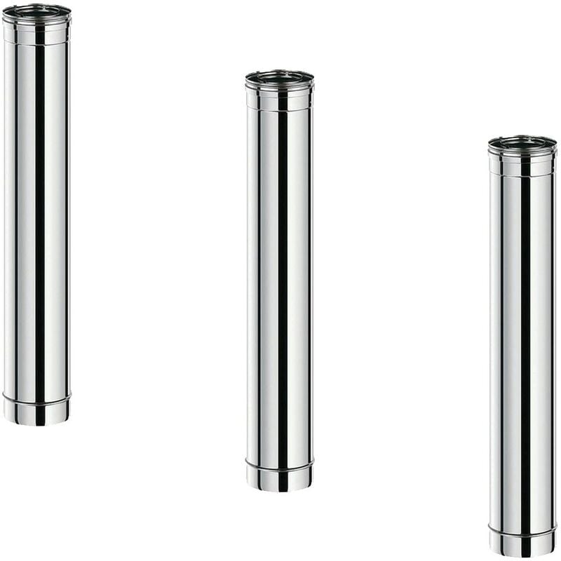 Lot de 3 tdi Conduit concentrique en acier inoxydable polycombustible Inox longueur 100 cm Ø80-125