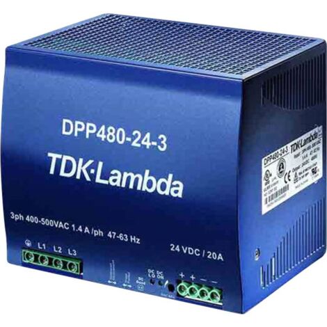 TDK-Lambda DPP-480-24-1 alimentazione su guida DIN nera 480W
