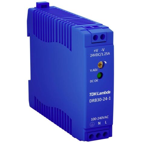 TDK-Lambda DRB30-24-1 Alimentatore per guida DIN 24 V/DC 1.25 A 30 W Num. uscite:1 x Contenuto 1 pz.