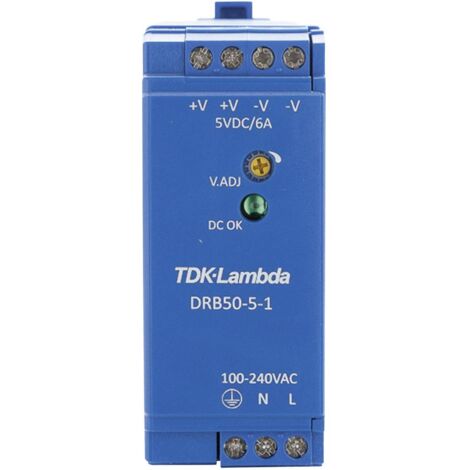 TDK-Lambda DRB50-5-1 Alimentatore per guida DIN 5 V/DC 2.5 A 30 W Num. uscite:1 x Contenuto 1 pz.