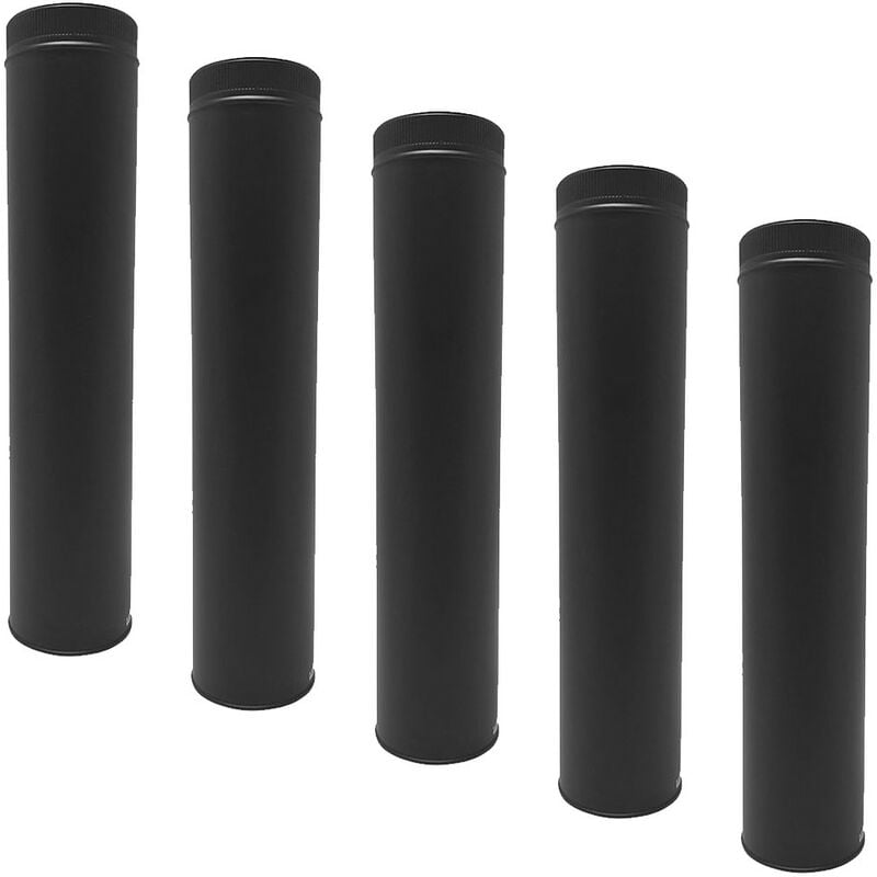 Lot de 5 TDPI1000 Conduit double paroi isolé polycombustible longueur 100 cm Noir Ø80