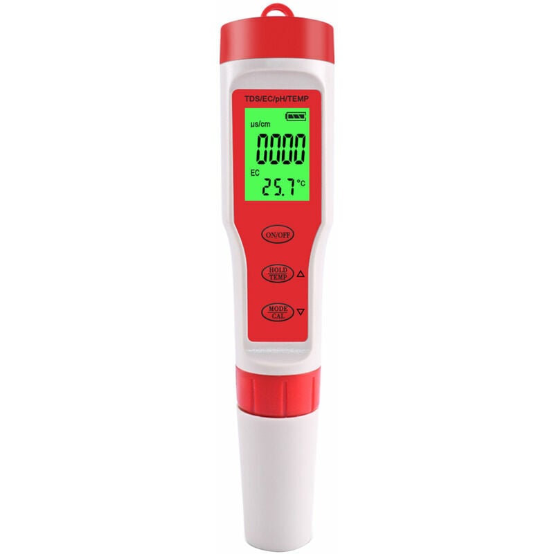 Tds Meter 4 en 1 stylo de test d'eau numérique avec ph tds ec mesure de la température affichage de rétroéclairage de haute précision pour aquarium
